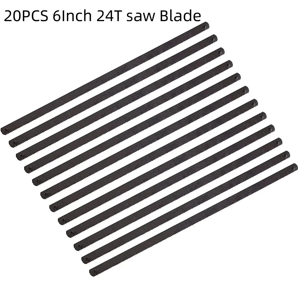 20Pcs 6Inch 24T Hacksaw Blade With Pinned End For Saw Cutting Metal Plastic Steel Saw Blades Hand Tools Accessories