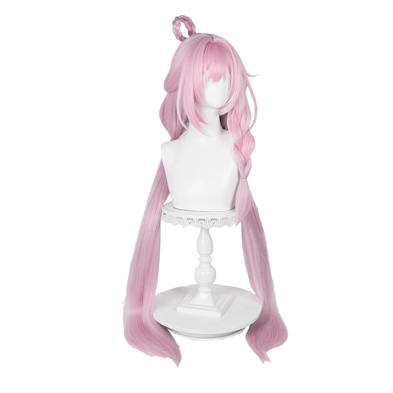 L-email wig Synthetic Hair Game Honkai Impact 3rd Elysia Cosplay Wig 110cm Long Pink Wigs with Double Ponytail Heat Resistant