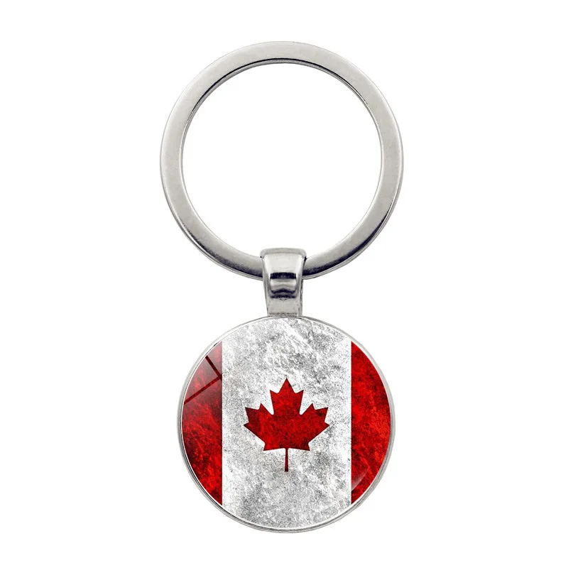 Glass Pendant Key Chain Flag of Canada Versatile Jewelry Alloy Keychain Canadian Maple Leaf Flag Gifts for Friends