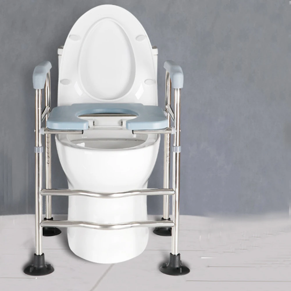 

Raised Toilet Seat High Toilet Seat with Armrests Toilet Seat Riser Height Adjustable Stainless Steel for Handicapped Disabled