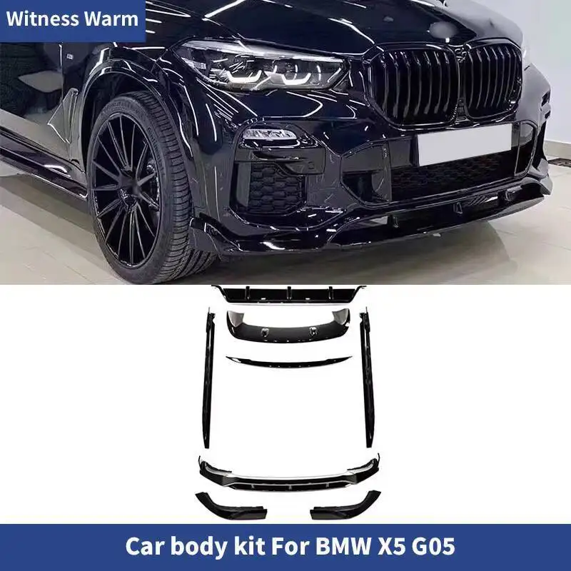 Kit de batterie noir brillant en fibre de carbone, diffuseur arrière, pare-chocs avant Jules, jupe latérale Spomicrophone, BMW G05 X5 avec M GT