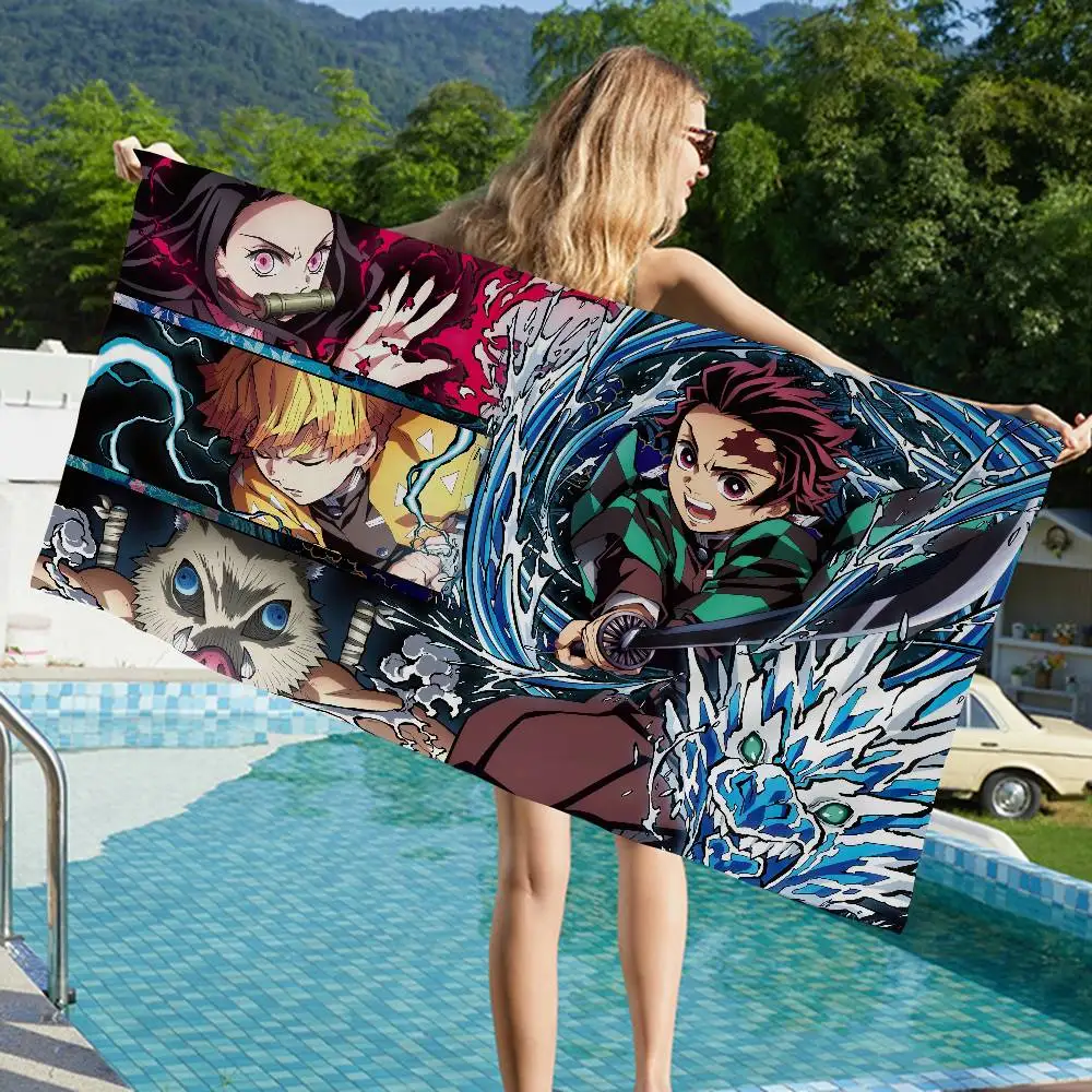 Anime Demon S-Slayer Kamado Microfiber Printed Beach Towel Mountain Climbing Yoga Beach Swimming Running Absorbent Soft Towel