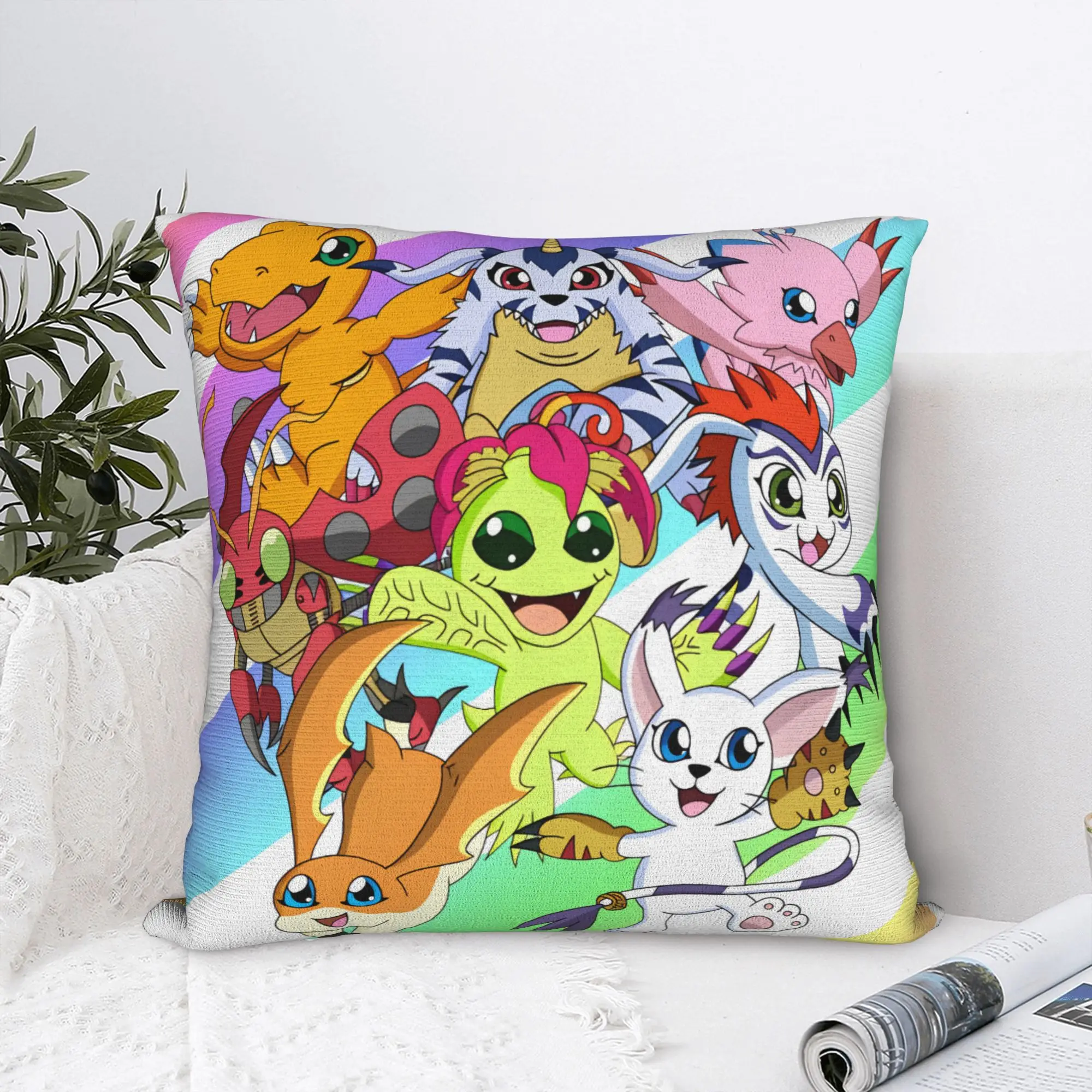 Biyomon Digimon Palmon Tentomon Pillow Decor Home Fashion Agumon Gabumon Chair Cushion Square Pillowcase