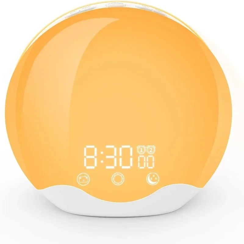 Wake-up light alarm clock simulated sunrise light shell double-sided colorful bedside night light LED electronic