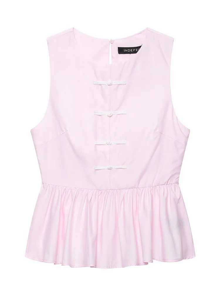 HH Women Summer Chic Pink Sleeveless Top Feminine Basic Style For Brunch Party Holiday Vacation Outdoor Casual Daily Wear