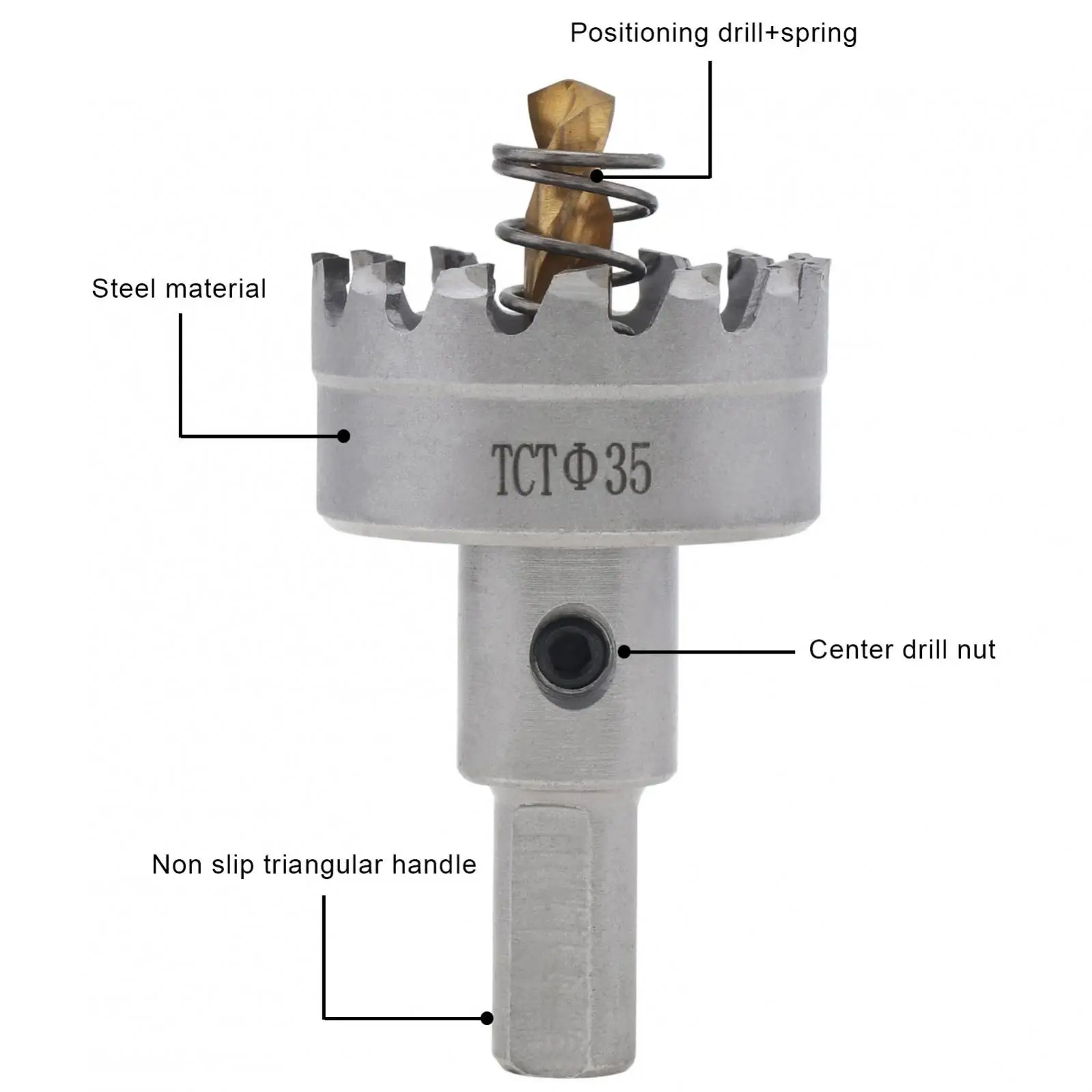 Imagem -03 - Hard Alloy Hole Saw Cortador de Broca Metal Ferro Plástico Madeira Perfuração Titânio Tct 35 mm Aço Inoxidável