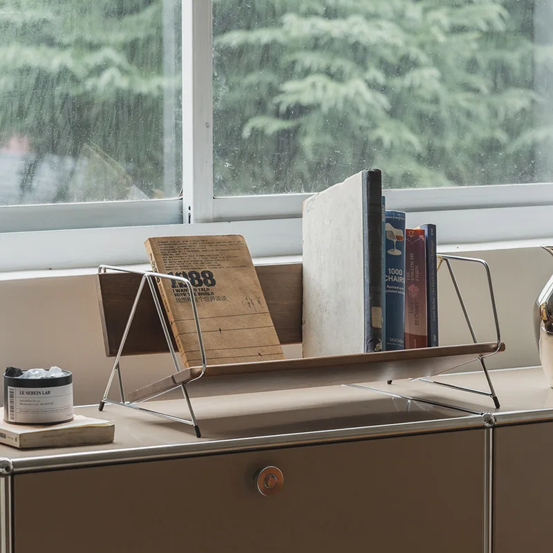 Desktop Small Bookshelf Stainless Steel Book Storage Rack Simple Bookcase Student Desk Book Storage Rack