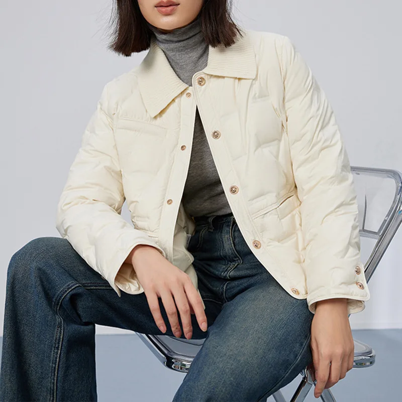 Abbigliamento da donna Autunno Inverno Top Giacca Piumino Anatra Corto Sottile Caldo Addensare Personalizzato Confortevole Morbido Nicchia Versatile