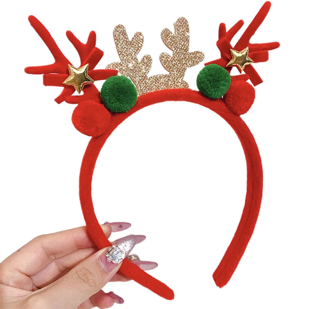 أزياء عيد الميلاد الفتيات الاطفال رباطات تأثيري الكرتون الأيائل ندفة الثلج شجرة هيرباند هدايا حفلة عيد الميلاد إكسسوارات الشعر #6