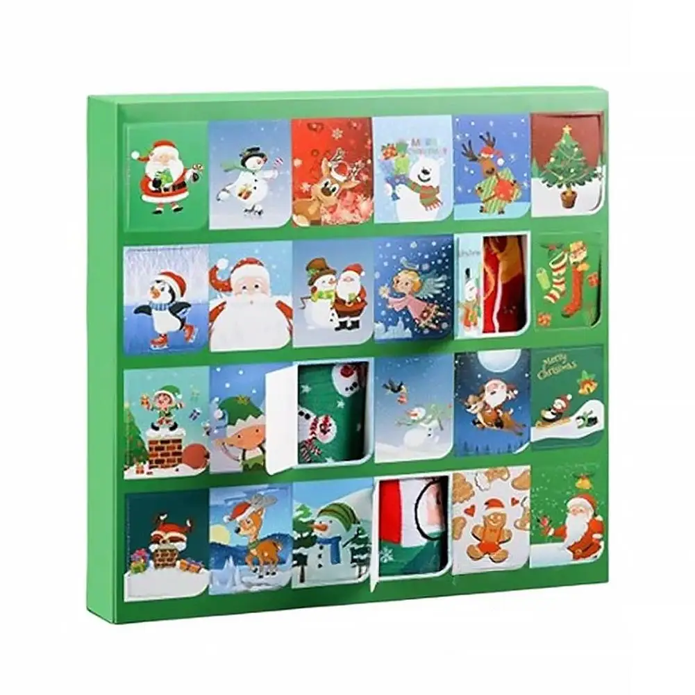 

Милые рождественские чулки в канун Рождества, осенне-зимние носки средней длины, рождественские носки с обратным отсчетом на Хэллоуин, коробка календаря, 12/24 пары