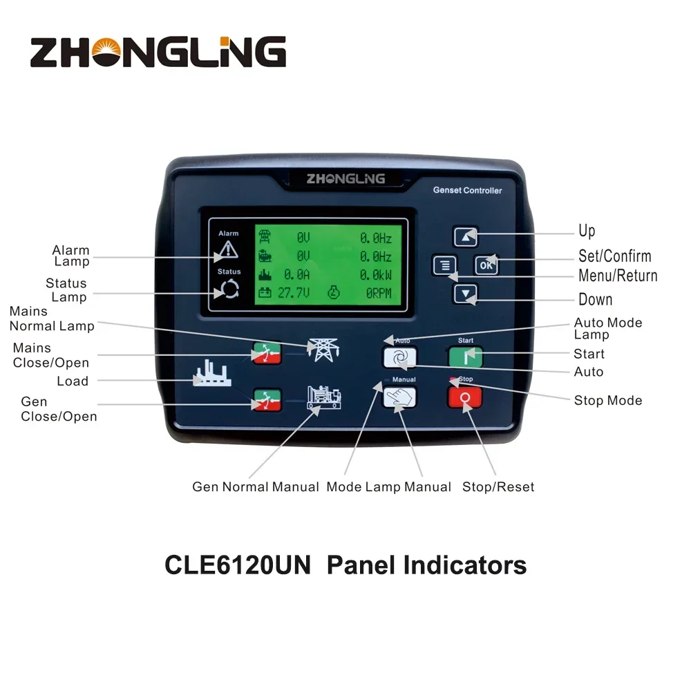 ZHONGLING generator controller 6120UN 6110K 6110U 6110N engine part genset control panel generator accessories