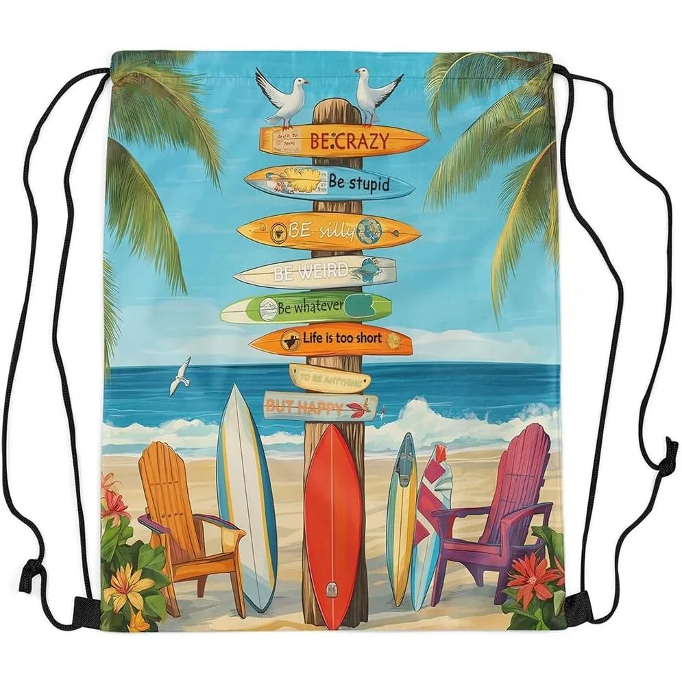 

Летняя доска для серфинга, спортивная сумка на шнурке, спортивный рюкзак Ocean, рюкзак на шнурке с тропическим пляжем