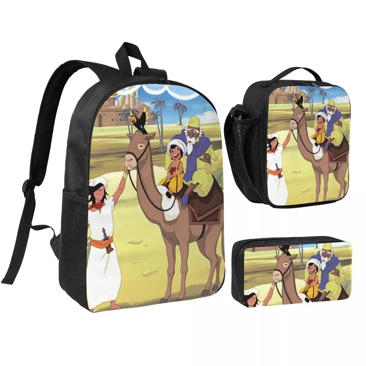 3Pcs Sinbad's Adventures merch Backpack Set for Pencil Boxes Bookbag Sets with Lunch Box For School Students Knapsack