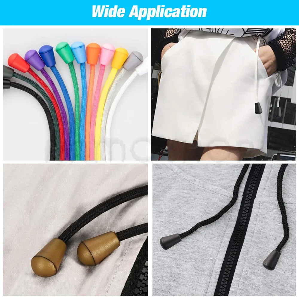 50 stücke Bunte Kunststoff Schnur Enden Glocke Stopper Mit Deckel Schloss Toggle Clip Paracord Sportswear Schnürsenkel Kleidung Tasche Zubehör