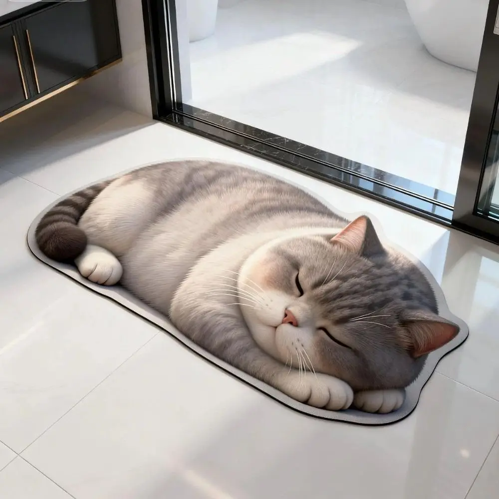 Super Absorbent Simulation Cat Floor Mat Wear Resistant Design Foldable Washable Washable Bedroom Carpet Oil Proof
