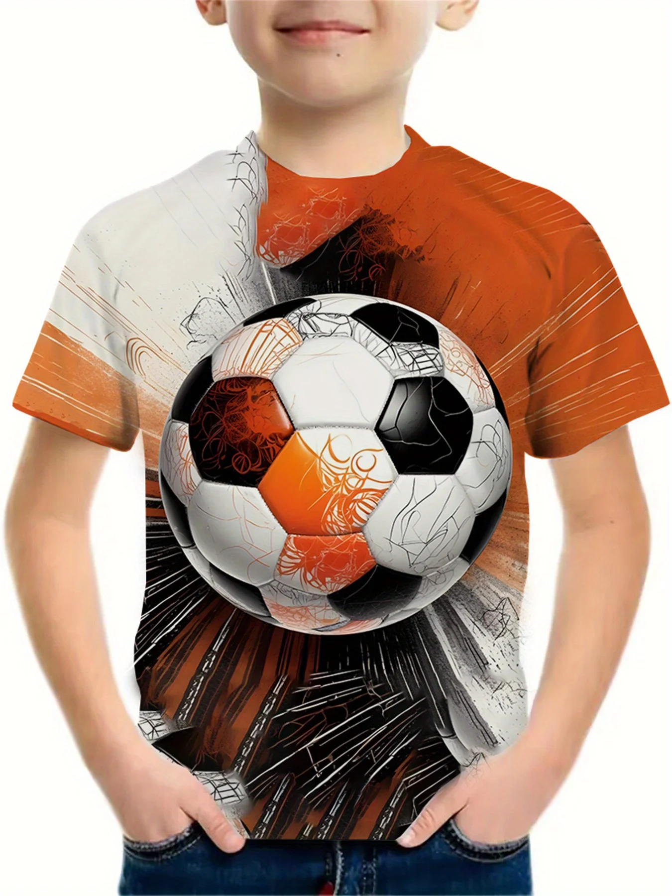 

3D Soccer Print Kids Clothes Football Graphic T Shirts O-Neck Tops Short Sleeve Sporty Child T Shirt Quick Dry Children T-Shirt