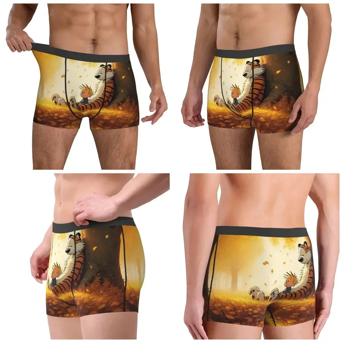 Boxer Underpants Shorts Calvin Hobbes Classic Panties Men Ventilate Underwear for Homme Man Boyfriend Gift