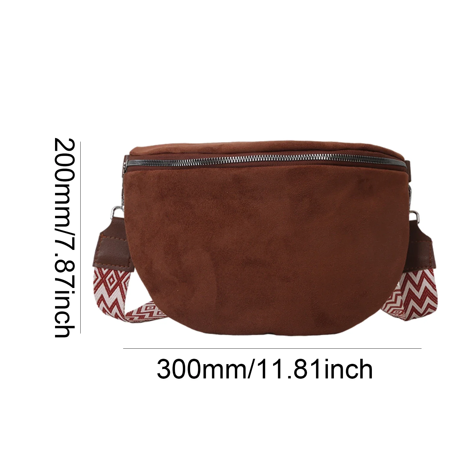 Fashion Suede Women Waist Bag Retro Half Moon Banana Bag Wide Strap Ladies Shoulder Satchel Designer Chest Bag Luxury Fanny Pack