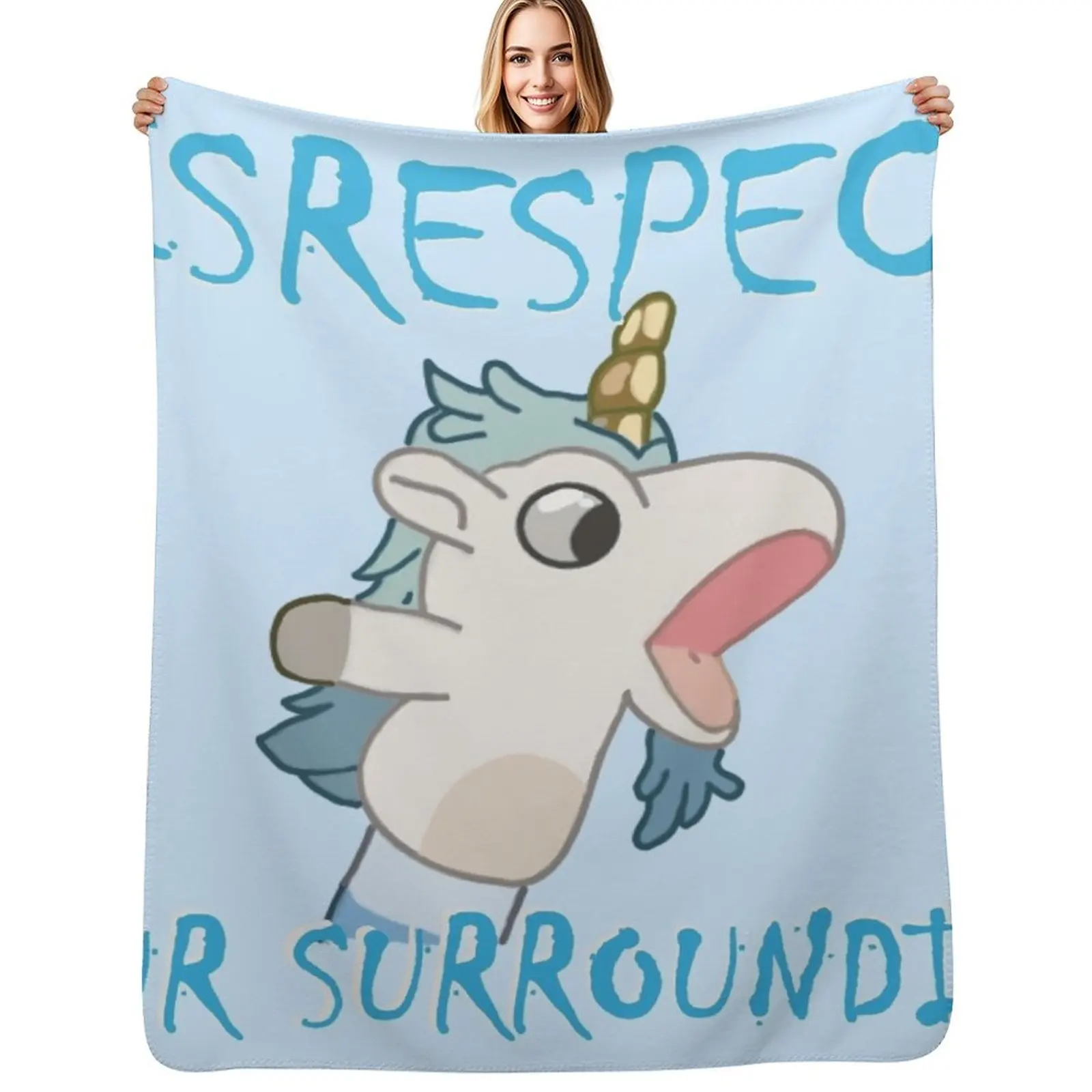 

Unicorse Disrespect Your Surroundings Throw Blanket cosplay anime Softest Furry Thermal Blankets