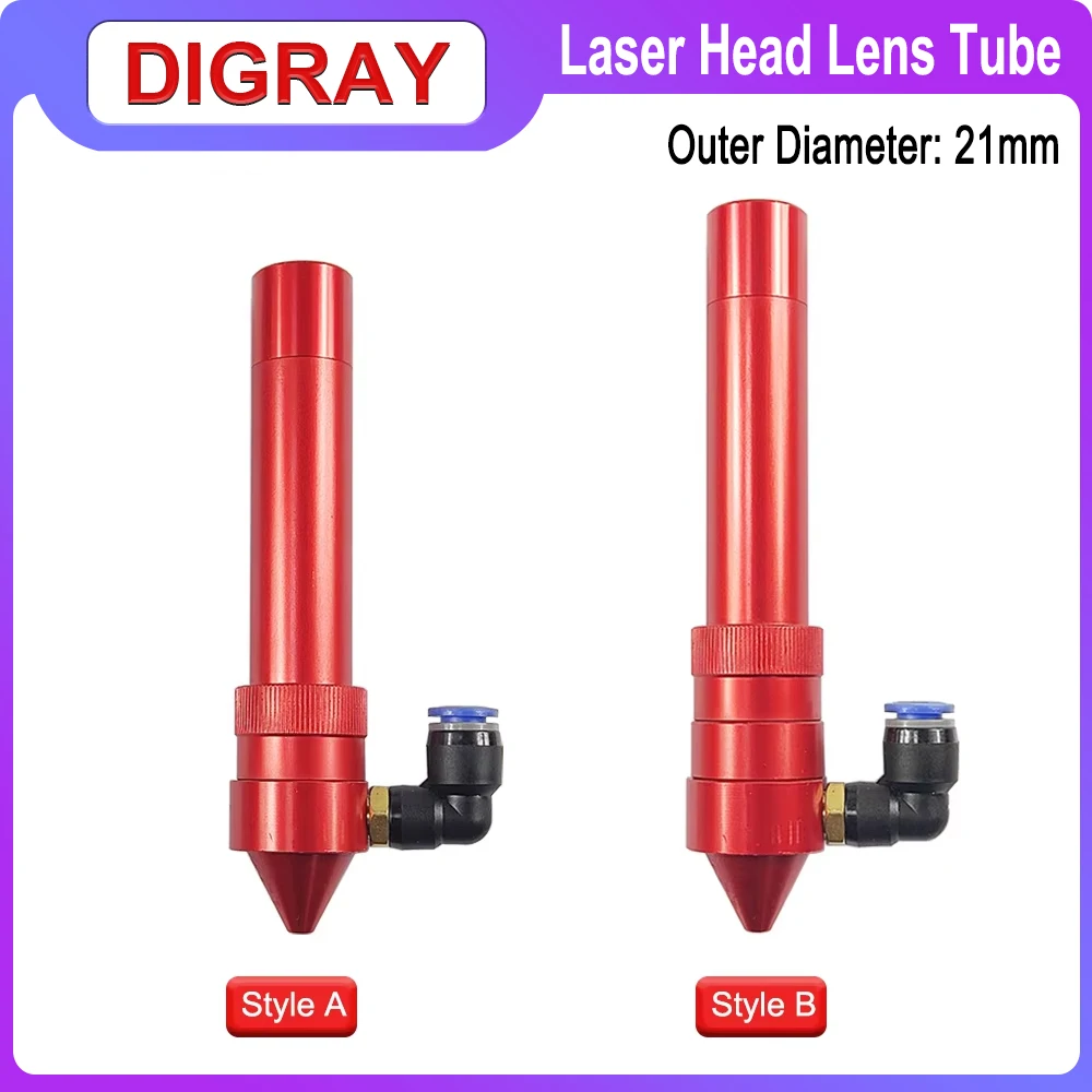 DIGRAY CO2 Laser Head Lens Tube Outer Diameter 21mm + Air Nozzle for Lens Dia.20 FL 50.8/63.5mm for CO2 Laser Cutting Machine
