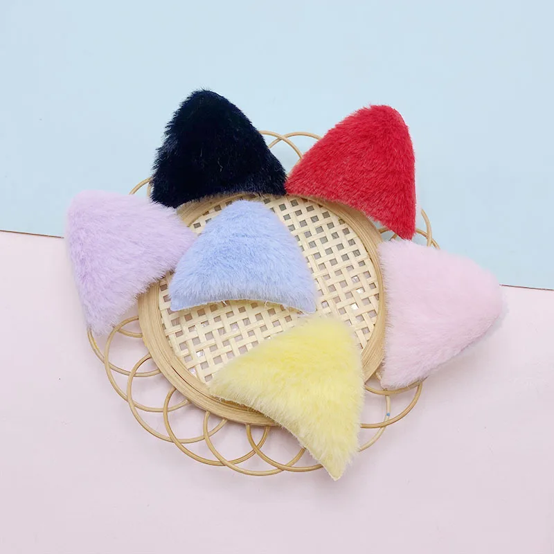 24Pcs 4CM Two Side Two Color Felt Cat Ear Padded Appliques For Children Hat Sewing Headband Hair Clip Accessories Patches