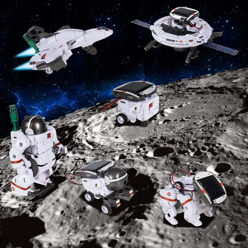 6-in-1 Solar Space Robot, Spacecraft Designs & Solar Powered, Develops Engineering Thinking and Space Knowledge for Ages 8-14