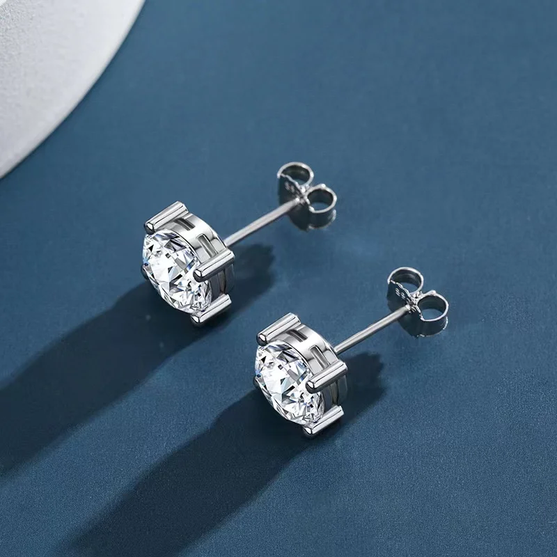 Pendientes de plata de ley S925 para mujer, aretes de moissanita de Color 2ct D VVS1, joyería de diamantes, 4 puntas, regalo