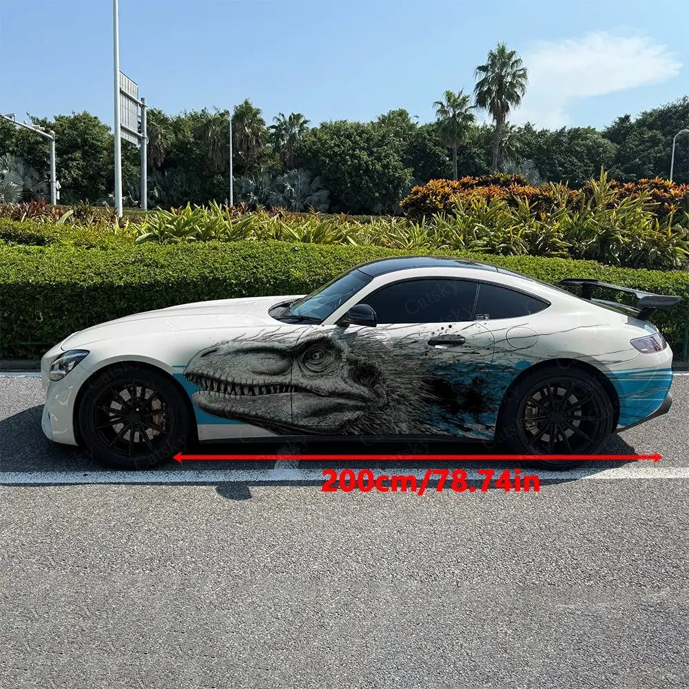 2pcs Prehistoric T-Rex Splatter, Durable, Fade-resistant, Enhance Vehicle Aesthetics With Bold Artistic Design Car Vinyl Wraps