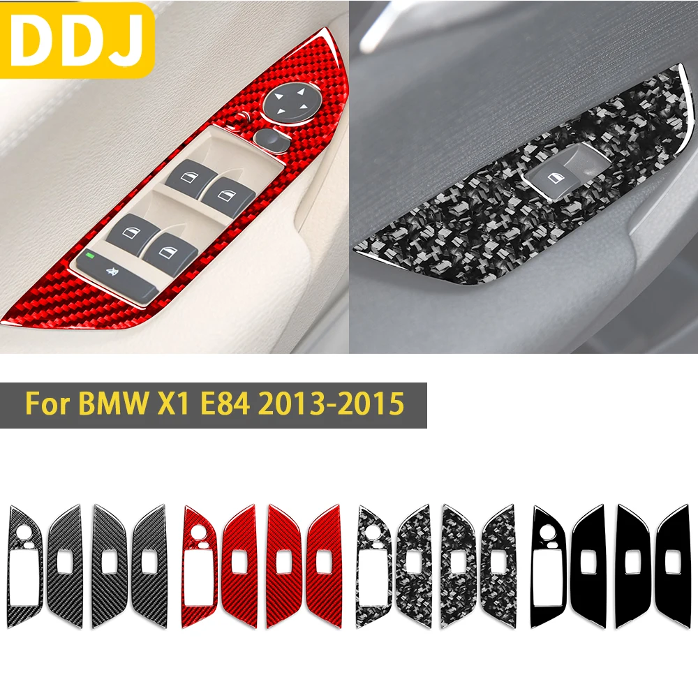 

For BMW X1 E84 2009-2015 Accessories Real Carbon Fiber Interior Car Window Lifting Panel Decorative Sticker Modification