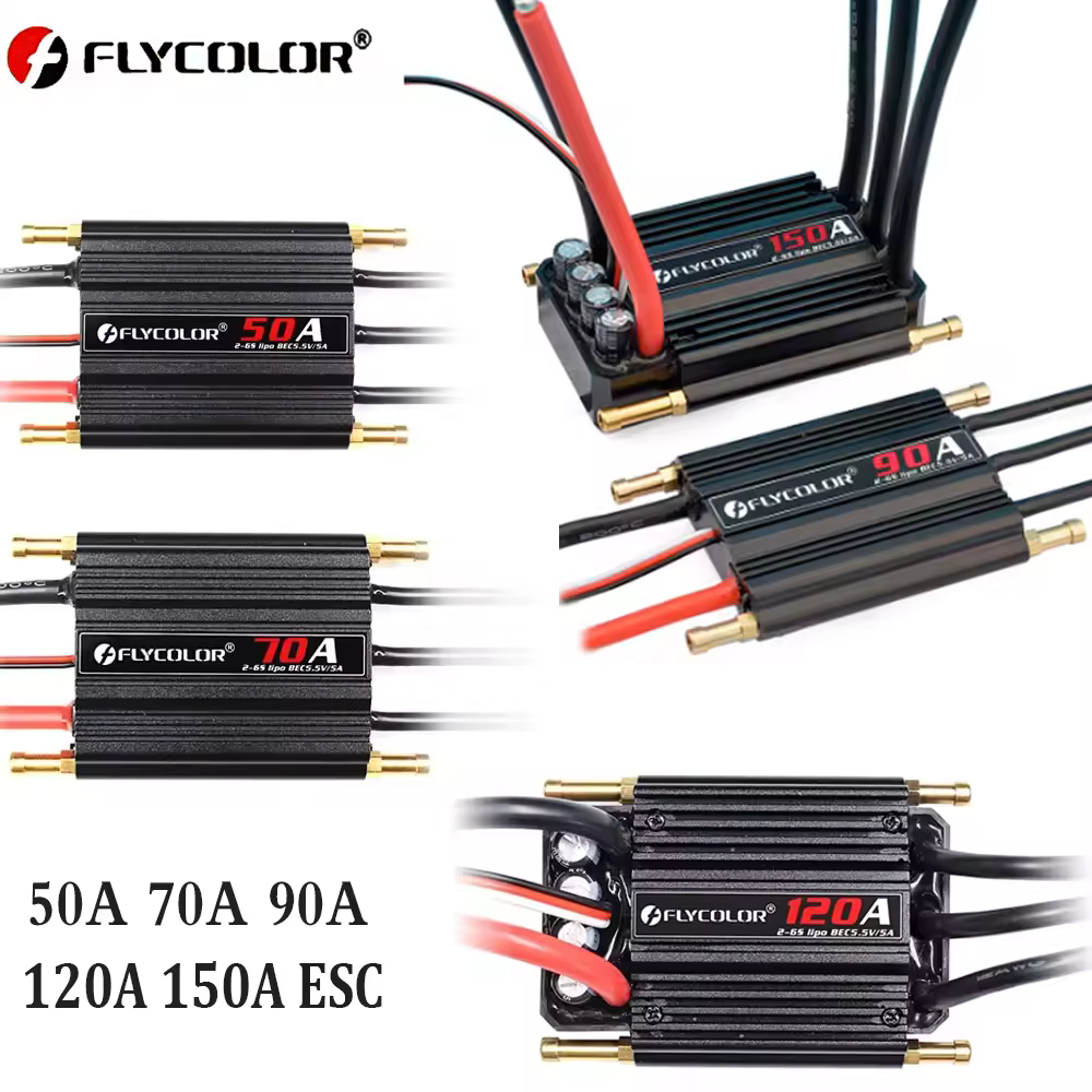 Flycolor ESC Brushless 150A 120A 90A 70A 50A Regolatore di Velocità 2-6S Lipo BEC 5.5V/5A per Modelli di Barche RC