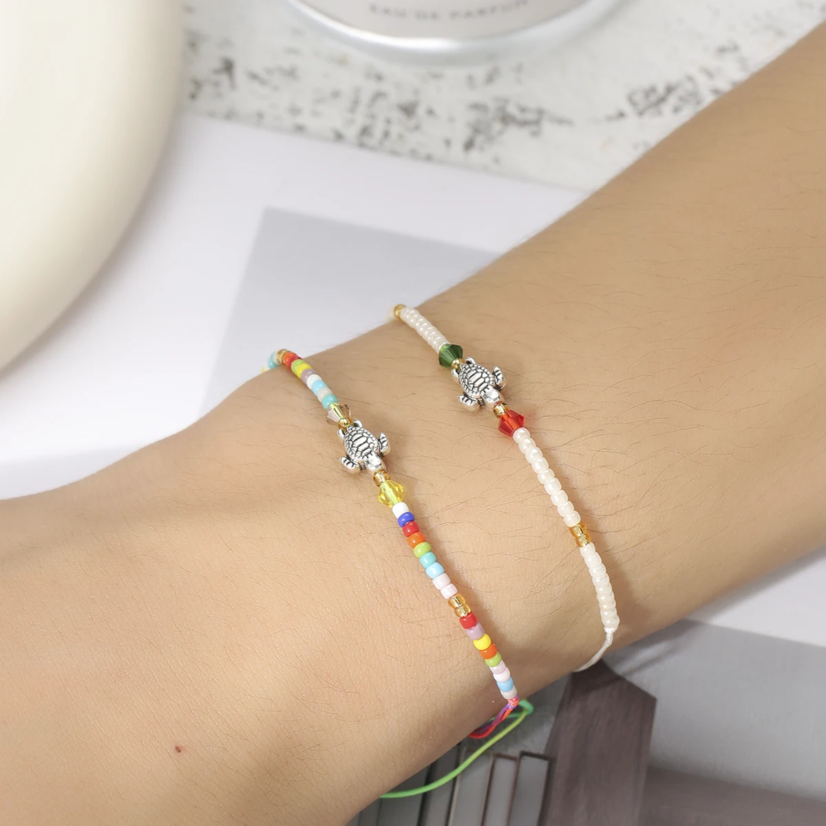 Set de 12 Pulseras con Dijes de Tortuga Kawaii, Ajustables, con Cordón, para Mujer, Regalo de Joyería ﻿