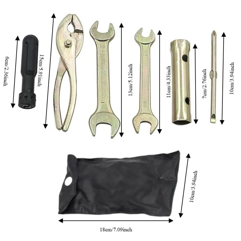 5PCS Metal & ABS Motorcycle Repair Tool Kit Oxford Cloth Storage Bag Anti-Rust Motorcycle Emergency Tool Kit Compact & Portable