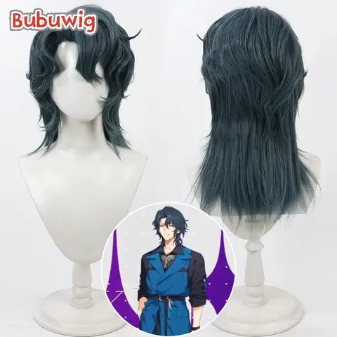 Bubuwig 합성 헤어 요다카 나츠메 코스프레 가발, 18 세 여행 요다카 나츠메 역할 놀이, 45cm 길이 스트레이트 그린 가발, 내열성