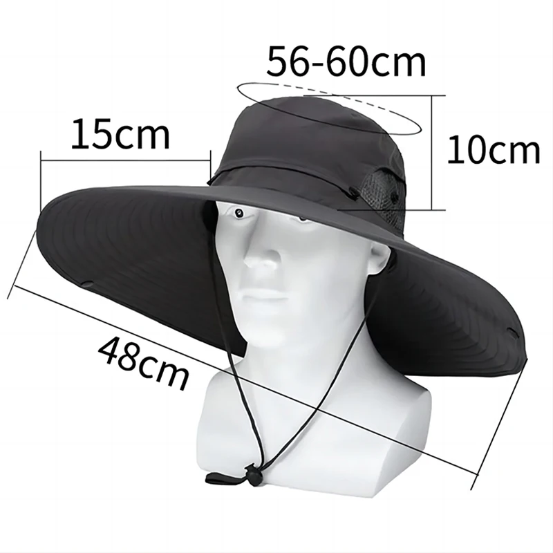 Large Brim Sun Hat for Men Women, Breathable Fishing Caps, UV Protection,Mesh Fisherman Hat,Hiking,Outdoor Beach Cap,15cm,Summer