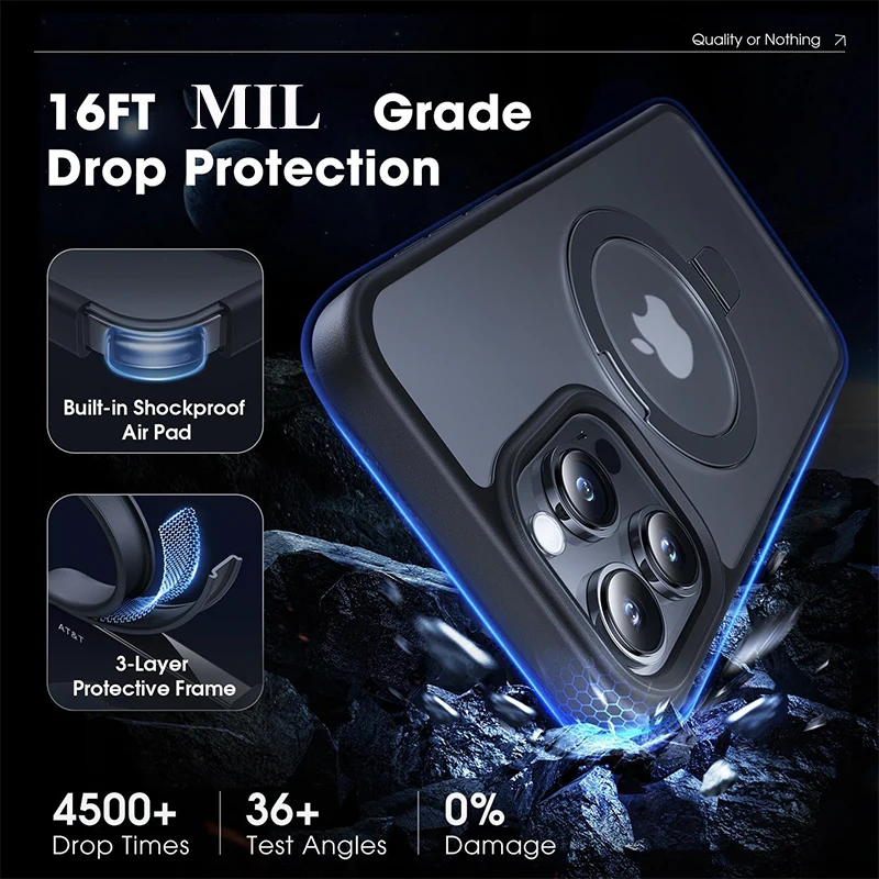 Translucent Magnetic Mobile Phone Case with Ring Kickstand for iPhone 16 15 14 Pro Max Plus 13 12 11 Mobile Cases Slim Cover