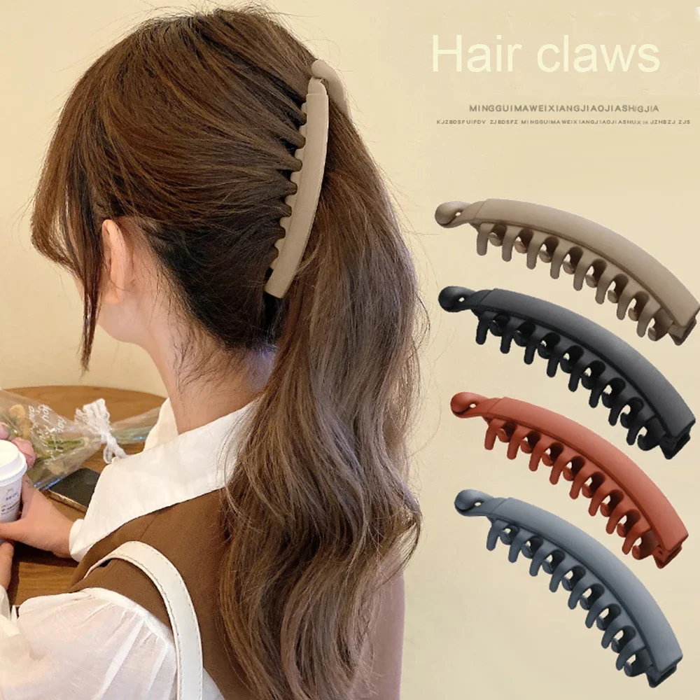 

Frosted Hair Clips Solid Color Banana Claw Women Hair Accessories Fashion Ponytail Barrettes Headwear
