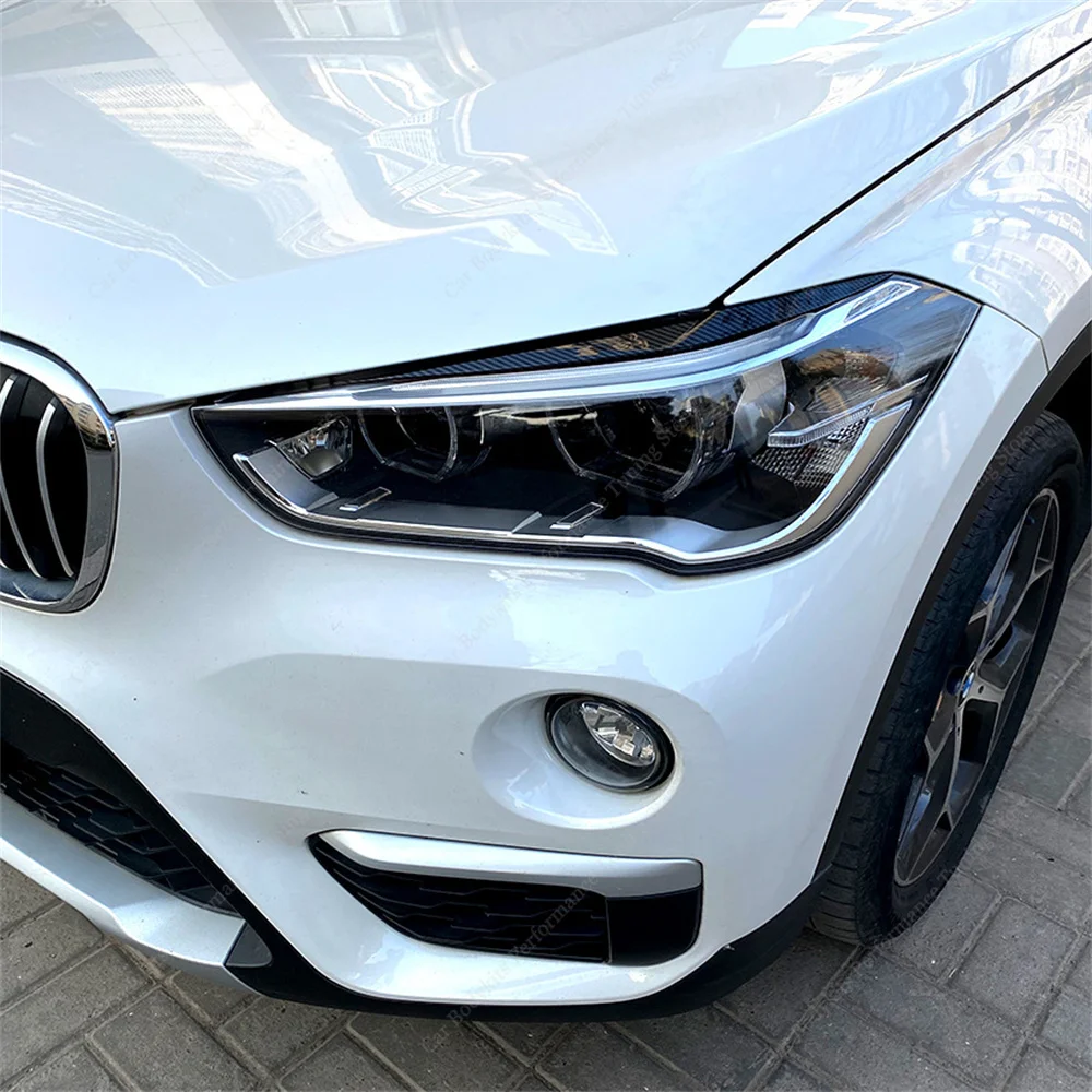 2Pcs ABS Gloss Headlight Evil Eyebrows Eyelids For BMW F48 X1 20i 20d 18i 18d 25i 25d x-Drive SUV 2015-2022 3D Stickers Tuning