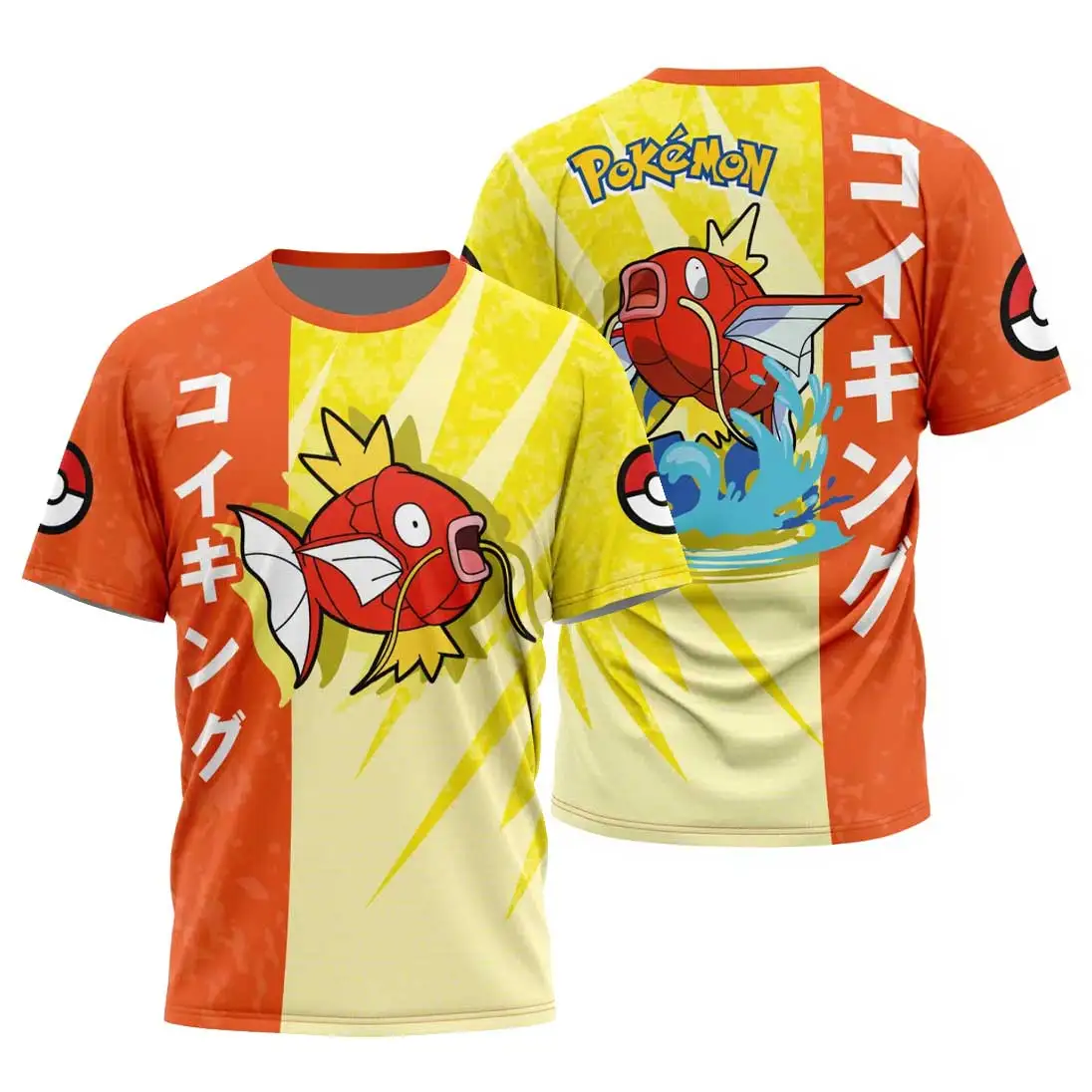 Pokémon Figur Anime Magikarp Bulbas Actionfigur 3D-Druck T-Shirts für Kinder Geschenk Niedlich Lustig Männer Frauen Casual Streetwear Tops