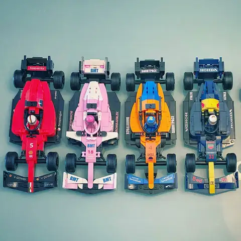 도시 F1 포뮬러 1 경주 용 자동차 스포츠카 속도 챔피언 랠리 차량 DIY 모델 빌딩 블록 장난감 어린이 생일 Xmaas 선물