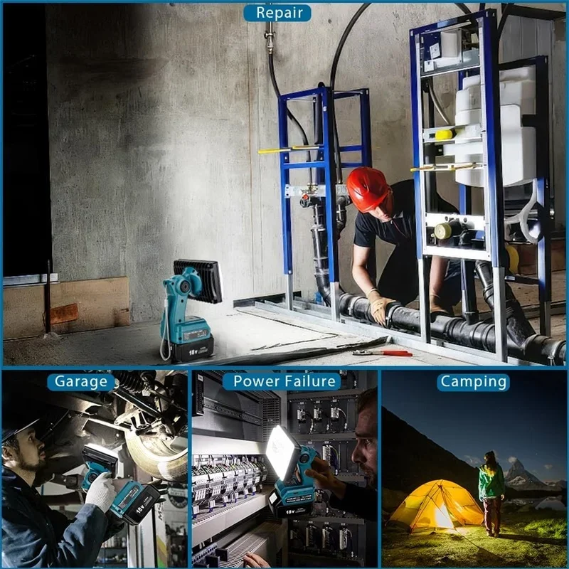 Imagem -05 - Lanterna Led de 28w com Portas Usb e tipo c para Makita Bosch Dewalt Milwaukee Ryobi Black & Decker Craftsman Bateria de 18v