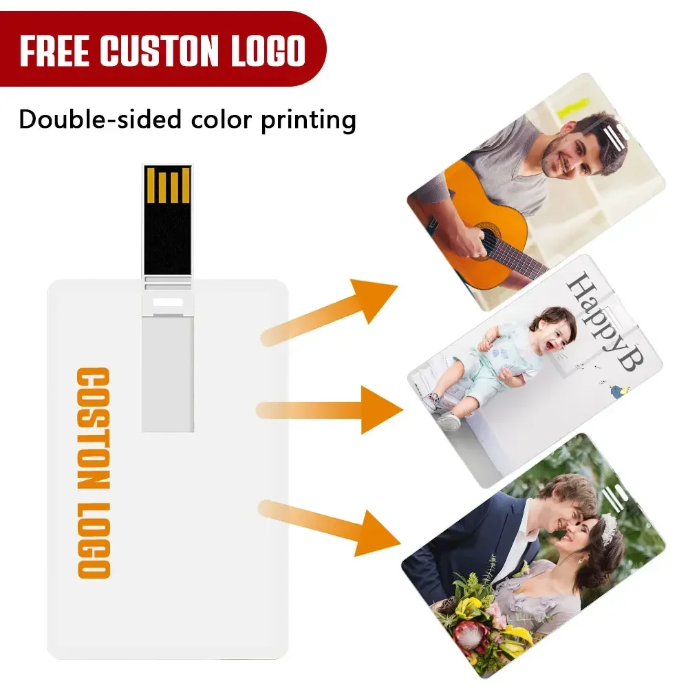 10 PCS/LOT Free logo 100% capacity 4GB 8GB 16GB 32Gb credit card USB Flash Drive customized logo top quality Creative Pendrive