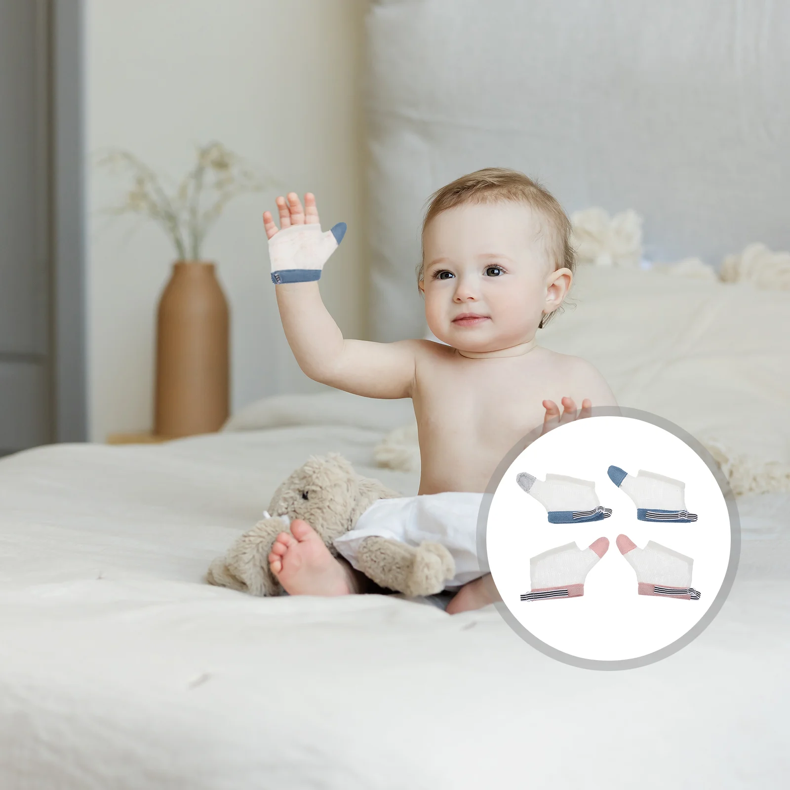 2 paires de gants Anti-alimentation pour arrêter la succion du pouce, protège les doigts de bébé, correcteur de main, protection en Nylon pour enfants