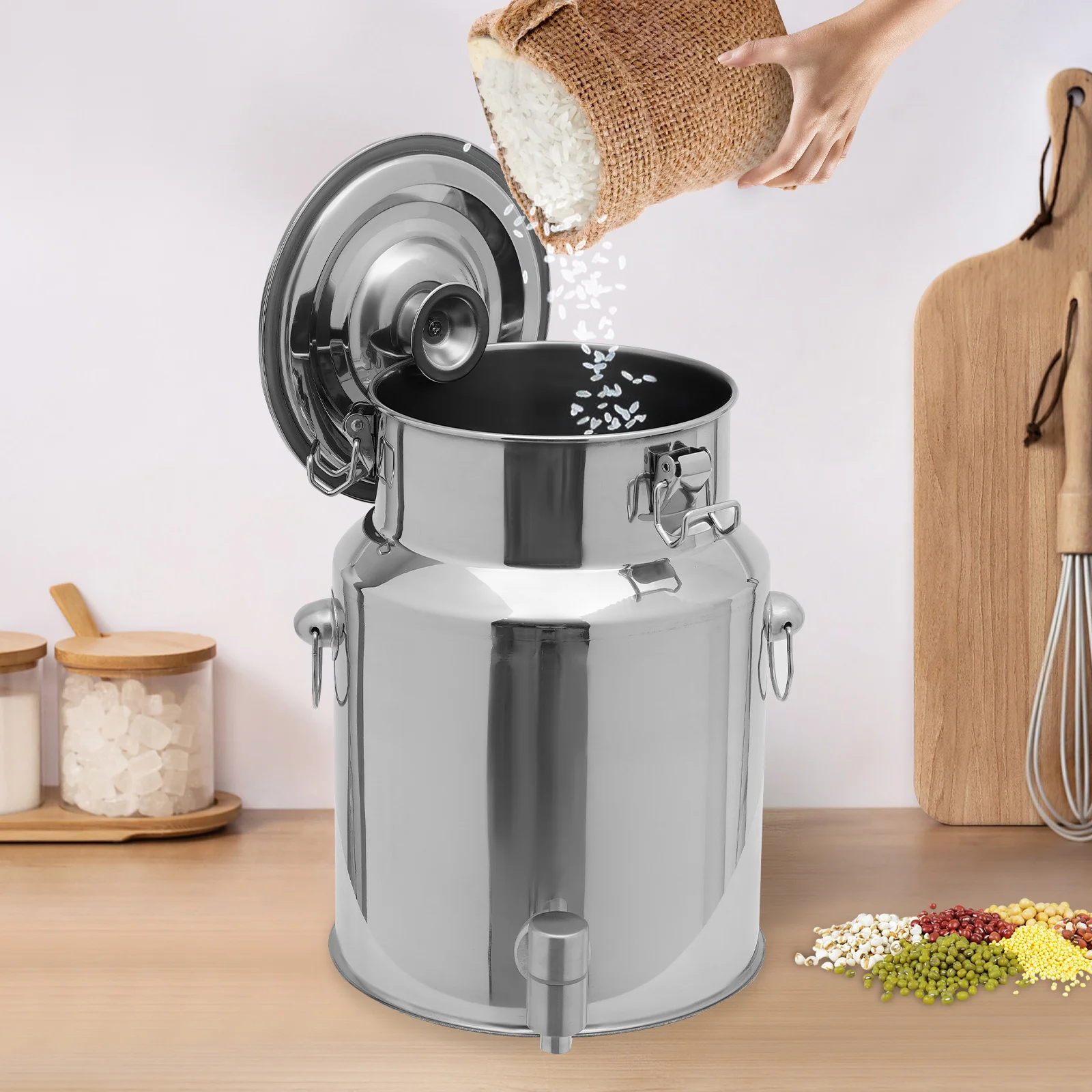 

Диспенсер для напитков из нержавеющей стали 304, емкость для молока, бочка для транспортировки молока, 2 галлона, для кухни, легко моется, портативный, герметичный