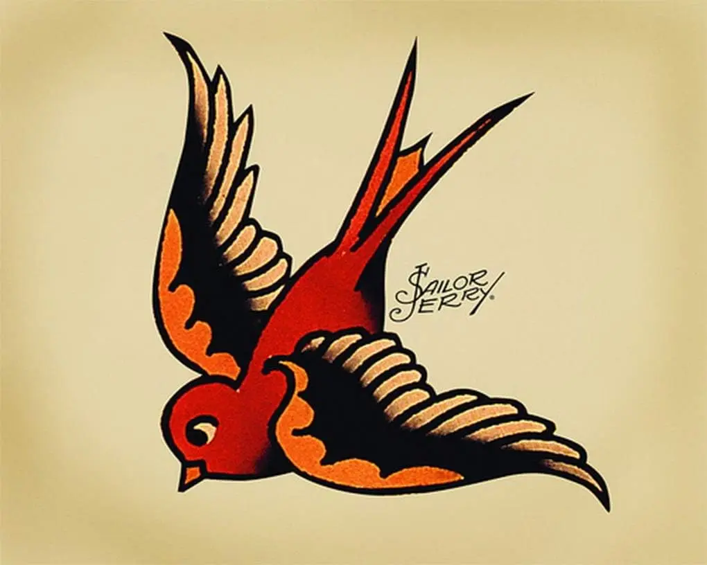 Tin Sign For 8 x 12inch Metal Sign-Sailor Jerry Swallow Sign Metal Wall Sign Plaque Vintage Retro Sign Wall Home Coffee Dec sign