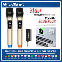 NEW BAXS Wireless Microphone UHF Dual Cordless Dynamic Mic System with Rechargeable Receiver for karaoke Singing Dj Microphone