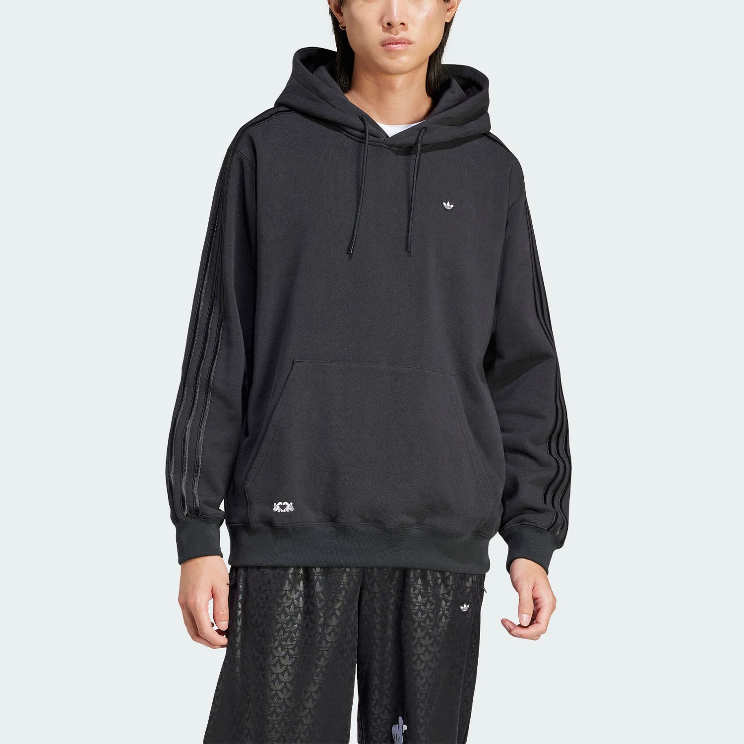 

Оригинальная мужская толстовка с капюшоном Adidas HOODIE SNAP, свободного кроя, спортивная, IY2274