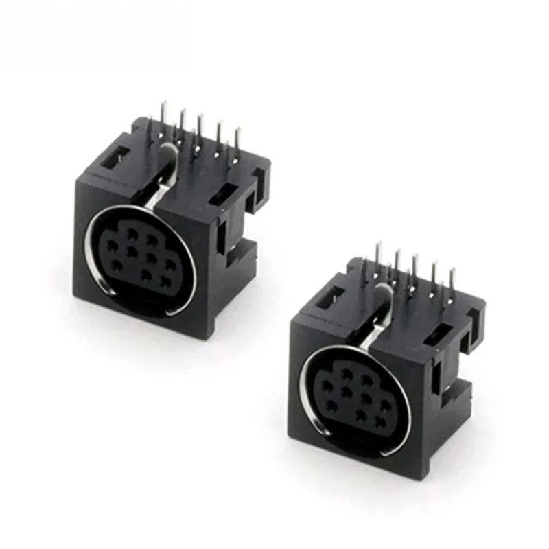 

10pcs/lot 9 Pin Mini DIN Female Jack Terminals 90 Degree / Right Angle PCB Panel Mount 9Pin Mini DIN Jack Socket Chassis