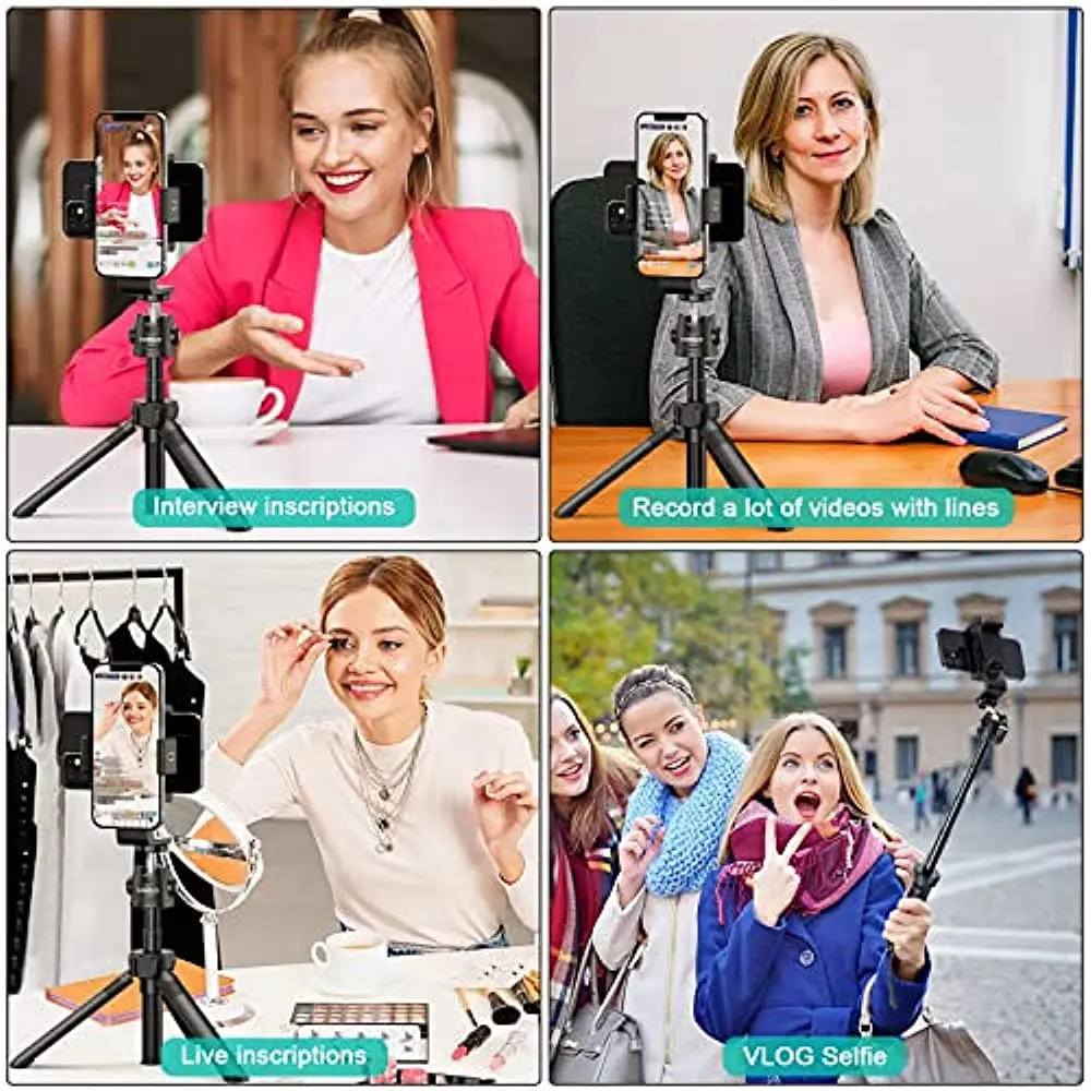 CAMOLO Teleprompter Photo Studio Mini Phone Tripod Cell Phone Tripod Mount حامل هاتف لعصا السيلفي لهاتف iPhone Video Tablet