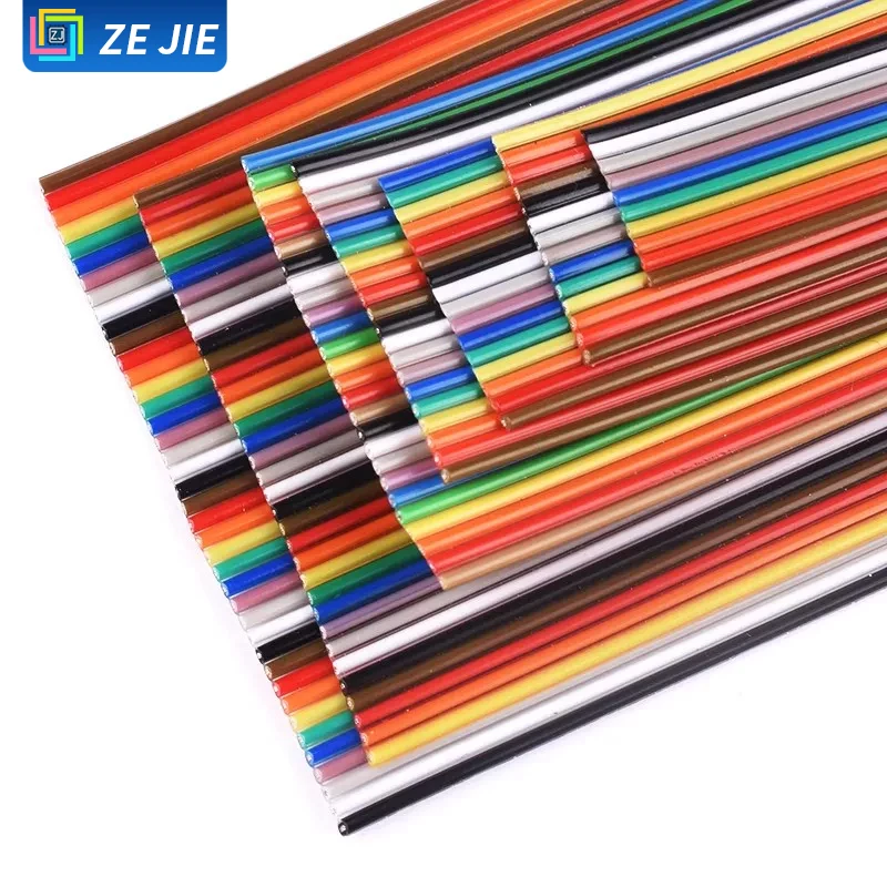 Color Ribbon Cable 1M Dupont Jumper, 10P/14P/16P/20P/26P/34P/40P, 1.27mm Pitch, FC Compatible