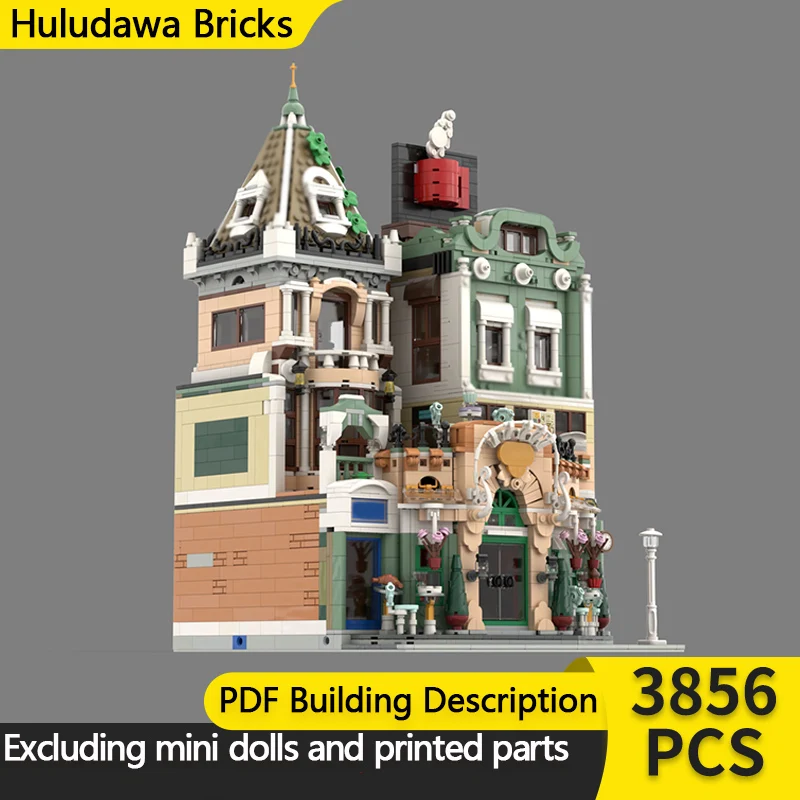 

City Street View Model MOC Building Bricks French Cafe Restaurant Modular Technology Children Holiday Gifts Assemble Toys Suit